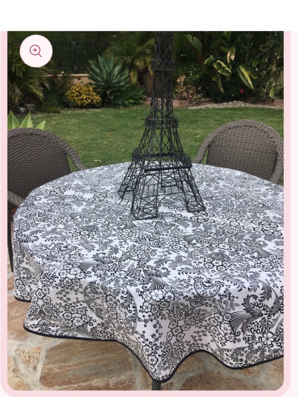 Classic Black and White Toile (“twal”) / Floral  Tablecloth - Home Dining  NWOT